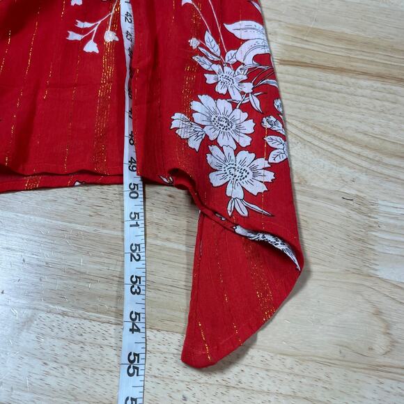 RAGA NWT Rohit Floral Sharkbite Hem Midi Dress Red Size S Empire Waist Chiffon - Picture 8 of 10